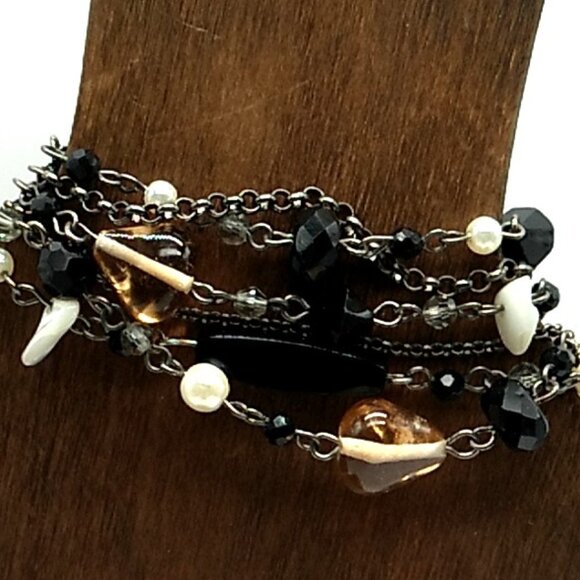 Lia Sophia VIXEN MOP, Faux Pearl, Acrylic & Glass Beaded Multi-Strand Bracelet - Picture 2 of 12